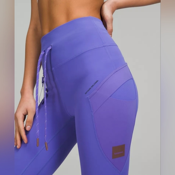 LULULEMON Purple Cargo Athletic Super High Rise Hiking Tight 25" Leggings Size 8 - Picture 4 of 16